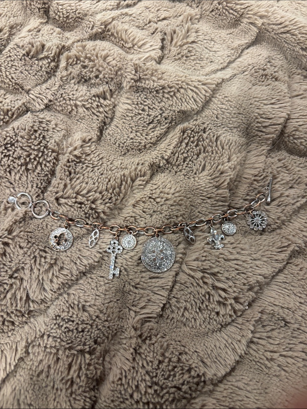 Silver Charm Bracelet with Mixed Pendant Accents - Women Accessories